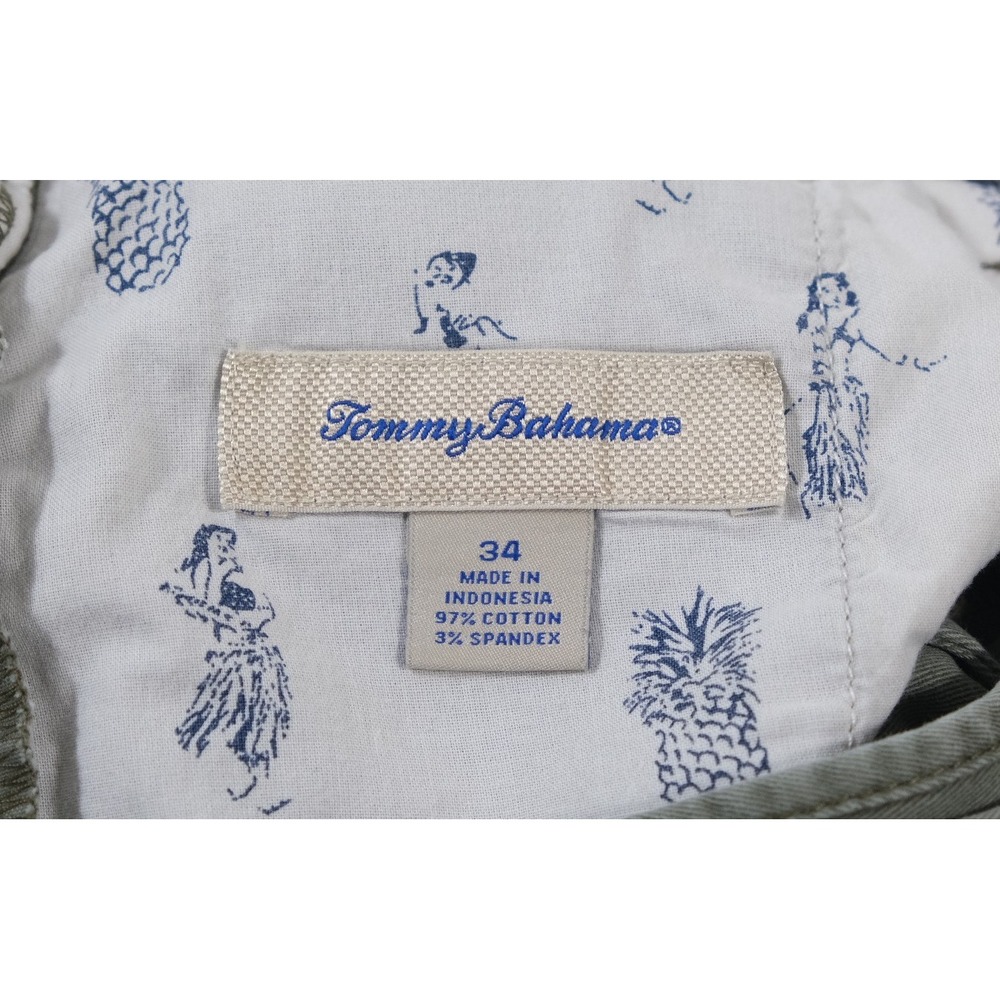 Tommy Bahama Shorts Mens 34 Green Chino Flat Front Cotton Stretch Casual Summer - Picture 6 of 7